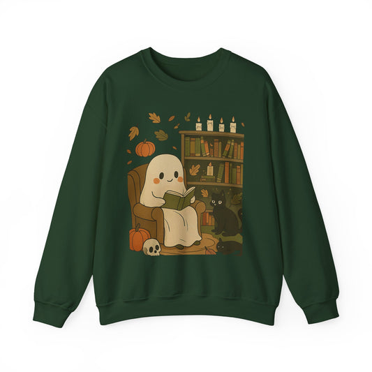 “Boo & Books” – Cozy Halloween Sweatshirt