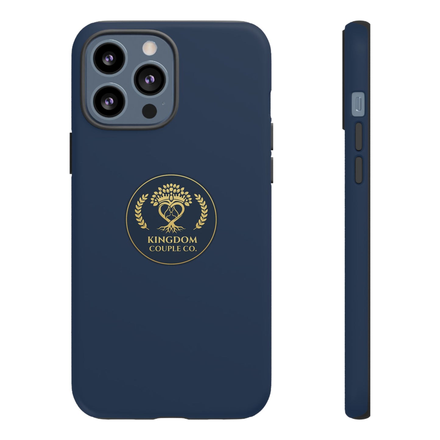 "Kingdom Couple Co.™ Personalized iPhone Case | Navy & Gold"