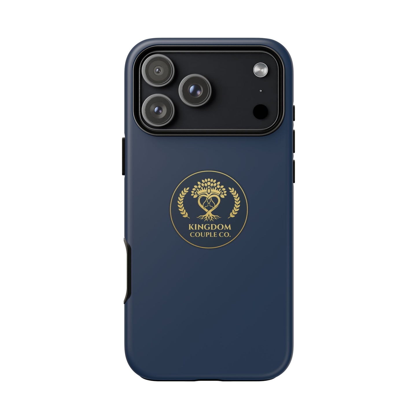"Kingdom Couple Co.™ Personalized iPhone Case | Navy & Gold"
