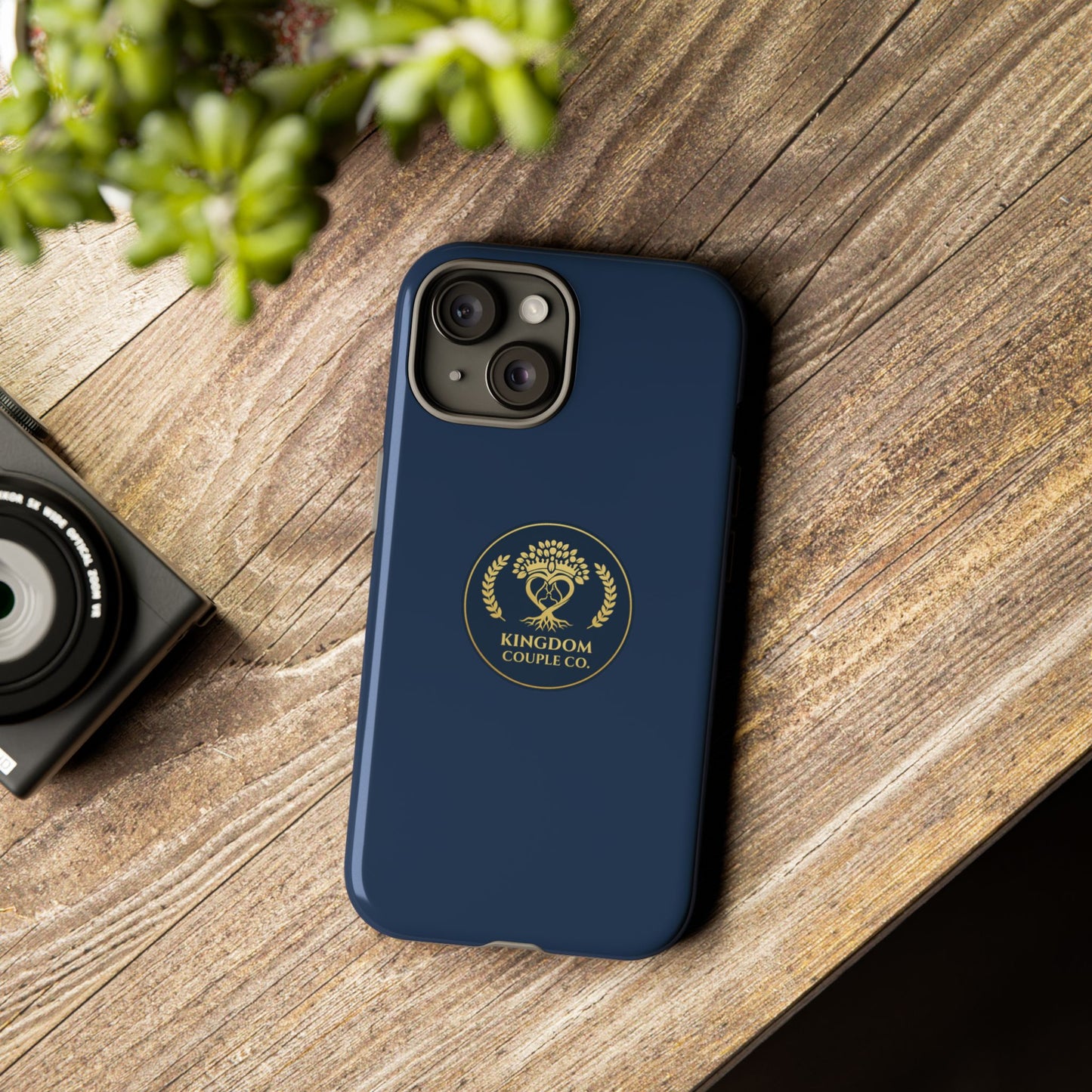 "Kingdom Couple Co.™ Personalized iPhone Case | Navy & Gold"