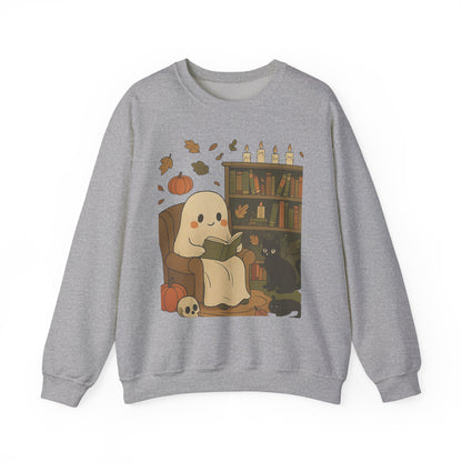 “Boo & Books” – Cozy Halloween Sweatshirt