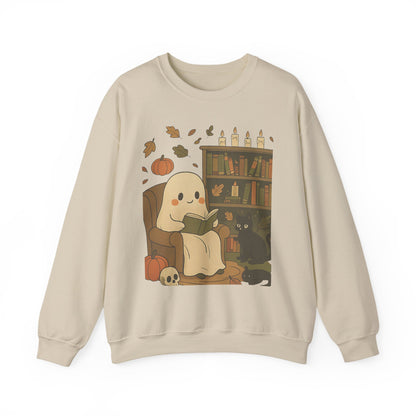 “Boo & Books” – Cozy Halloween Sweatshirt