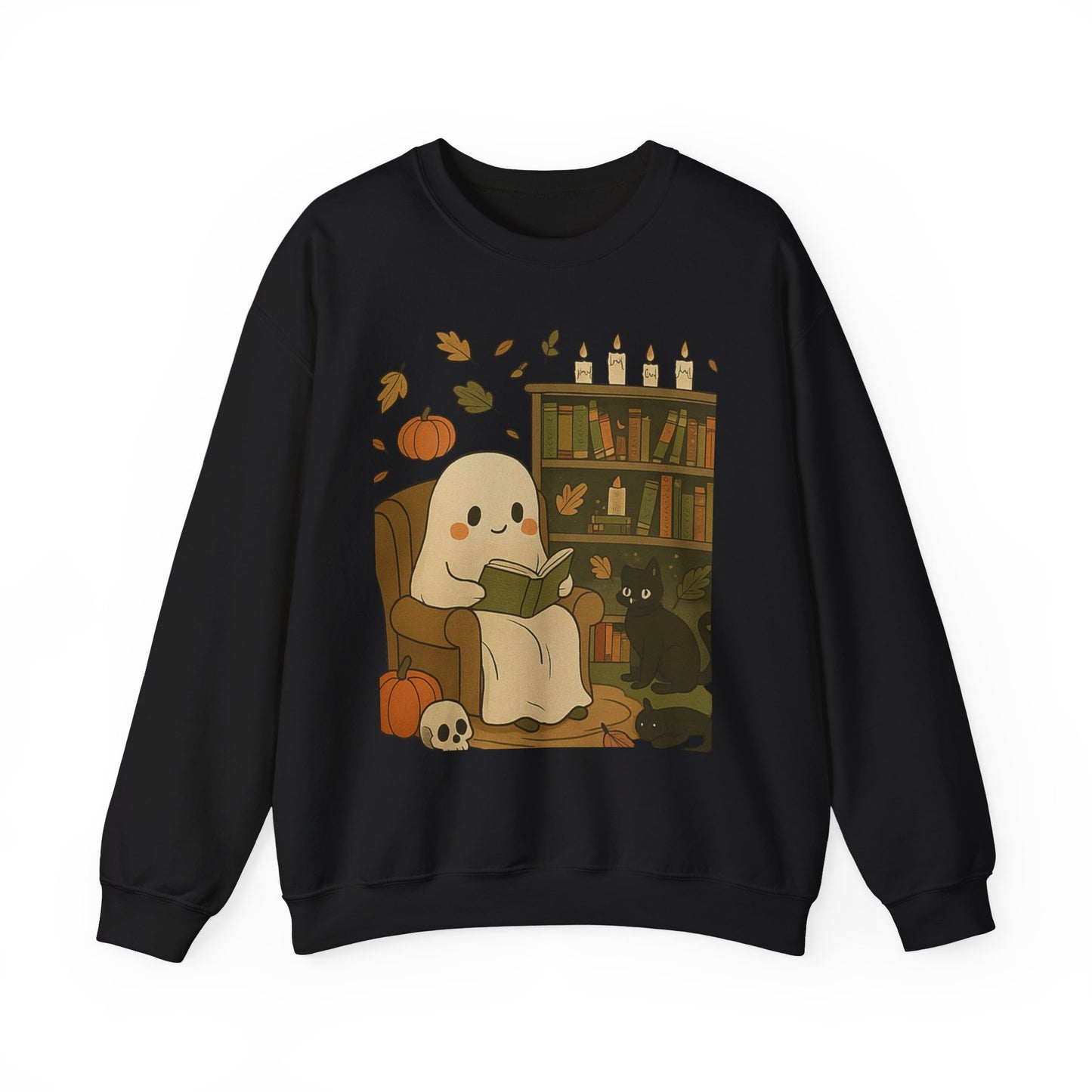 “Boo & Books” – Cozy Halloween Sweatshirt