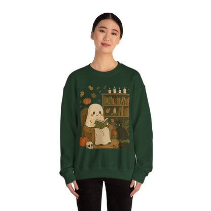 “Boo & Books” – Cozy Halloween Sweatshirt