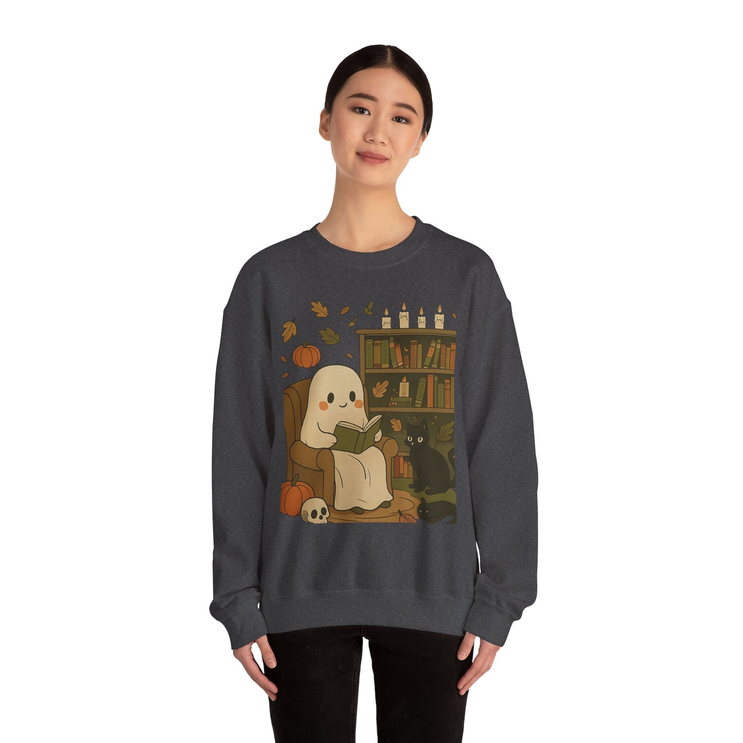 “Boo & Books” – Cozy Halloween Sweatshirt