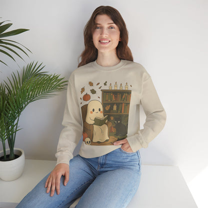 “Boo & Books” – Cozy Halloween Sweatshirt