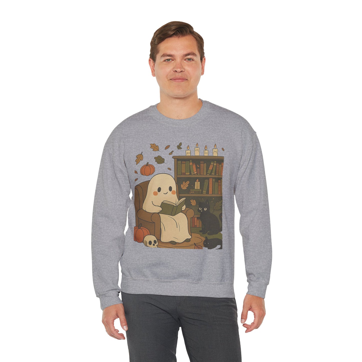 “Boo & Books” – Cozy Halloween Sweatshirt