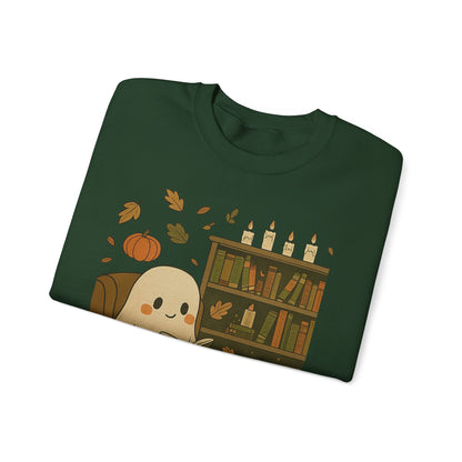 “Boo & Books” – Cozy Halloween Sweatshirt