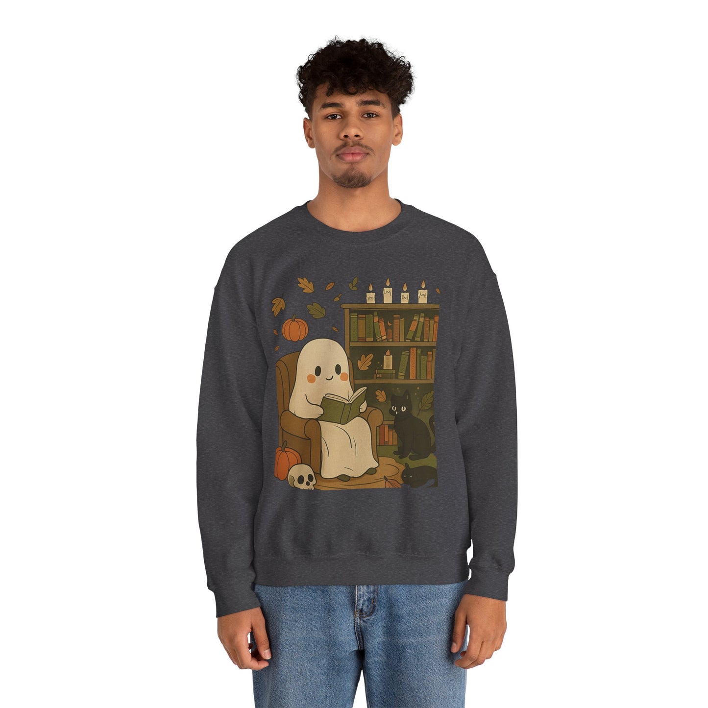 “Boo & Books” – Cozy Halloween Sweatshirt