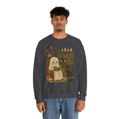 “Boo & Books” – Cozy Halloween Sweatshirt