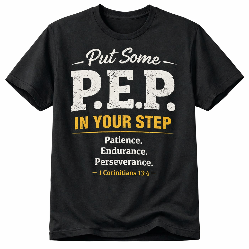 Put Some P.E.P. In Your Step T-Shirt — Inspirational Christian Verse Tee
